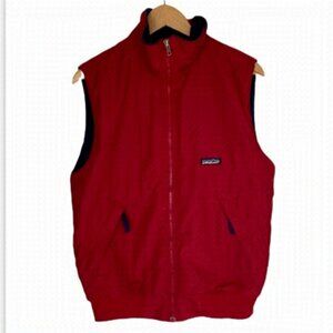 PATAGONIA Red Full Zip Vest with Fleece Lining Made in USA Womens size Small